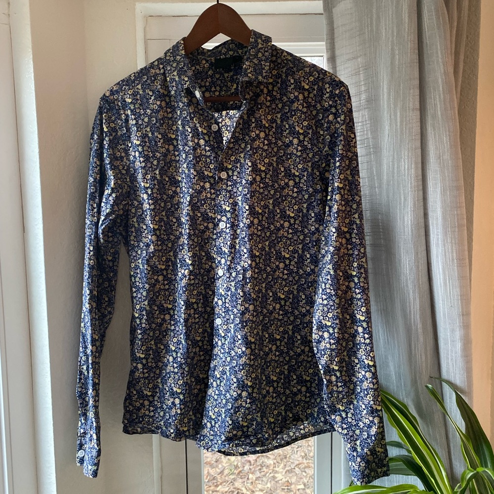 Mens ASOS Floral Print Long Sleeve Button Down Dress Shirt